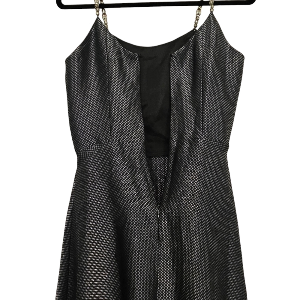 Jessica McClintock metallic silver long slip dress w jeweled straps Sz 4 - Picture 2 of 3
